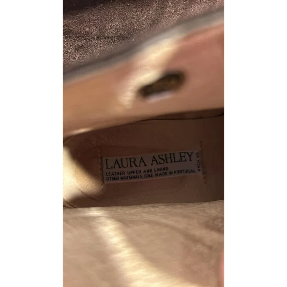 Laura Ashley Vintage Brown Leather Ankle Boots Lace Up Size 39 8.5